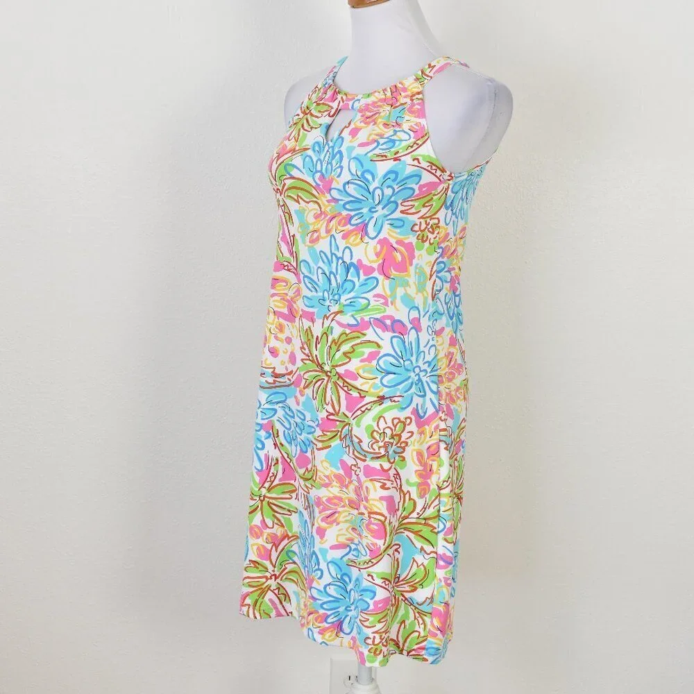 Barbara Gerwit Floral Nylon Halter Keyhole Dress - S - Picture 3 of 8